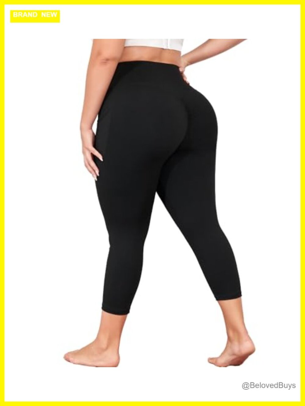 Plus Size Capri Yoga Pants with Pockets Butt Lifting High Waist Tummy Control